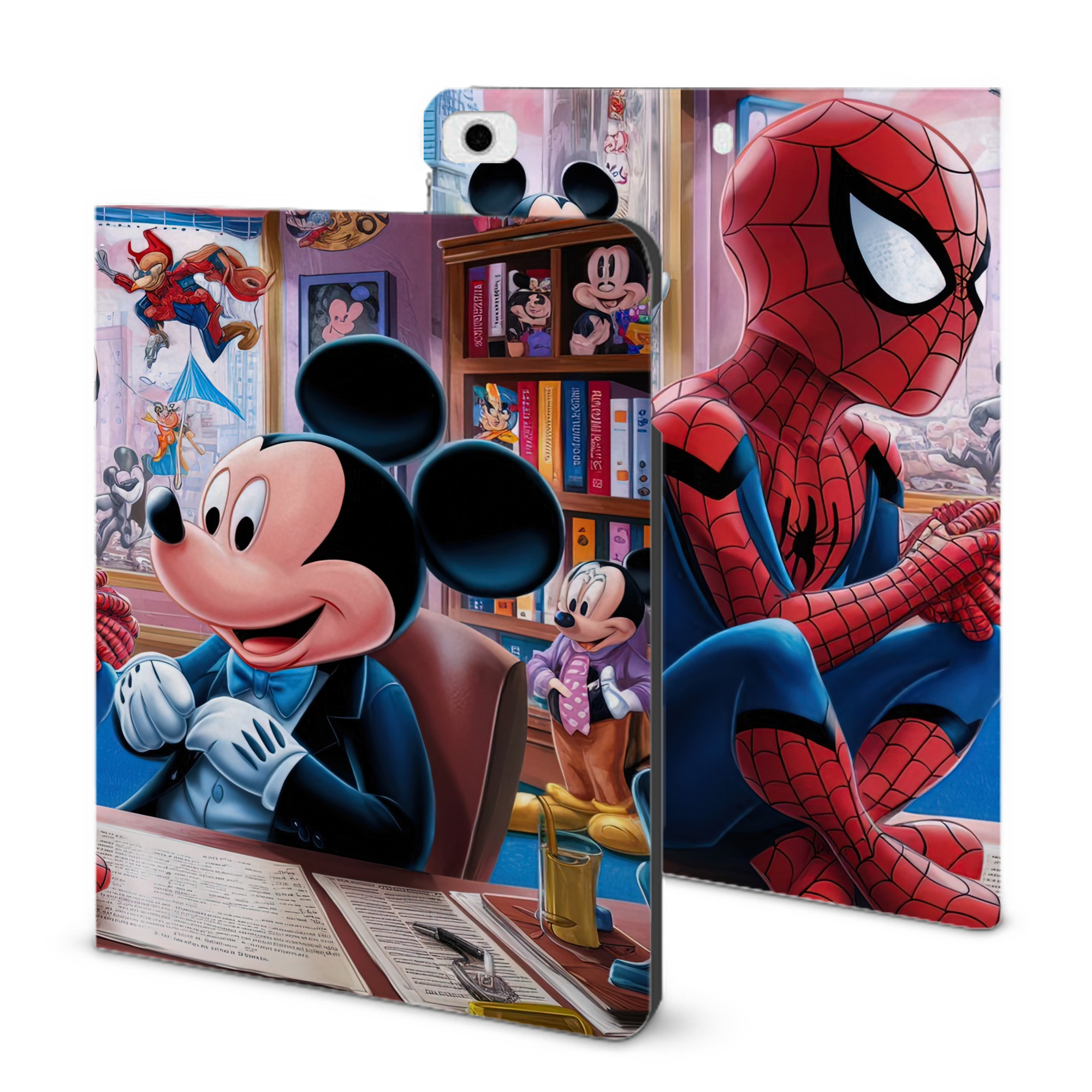 （画像用） Spider Man スパイダーマン IPad ケース ブック型 PUレザー TPU 耐衝撃 軽量 薄型 ペン収納なし 全面保護 IPad 各モデル対応